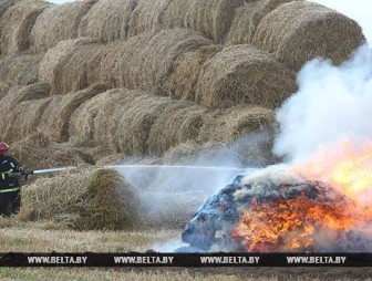 Пожар уничтожил 4 т соломы на ферме в Мостовском районе