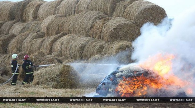 Пожар уничтожил 4 т соломы на ферме в Мостовском районе