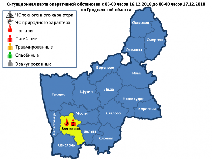 За сутки на территории области произошли 2 пожара, в Волковысском районе погибли 2 человека